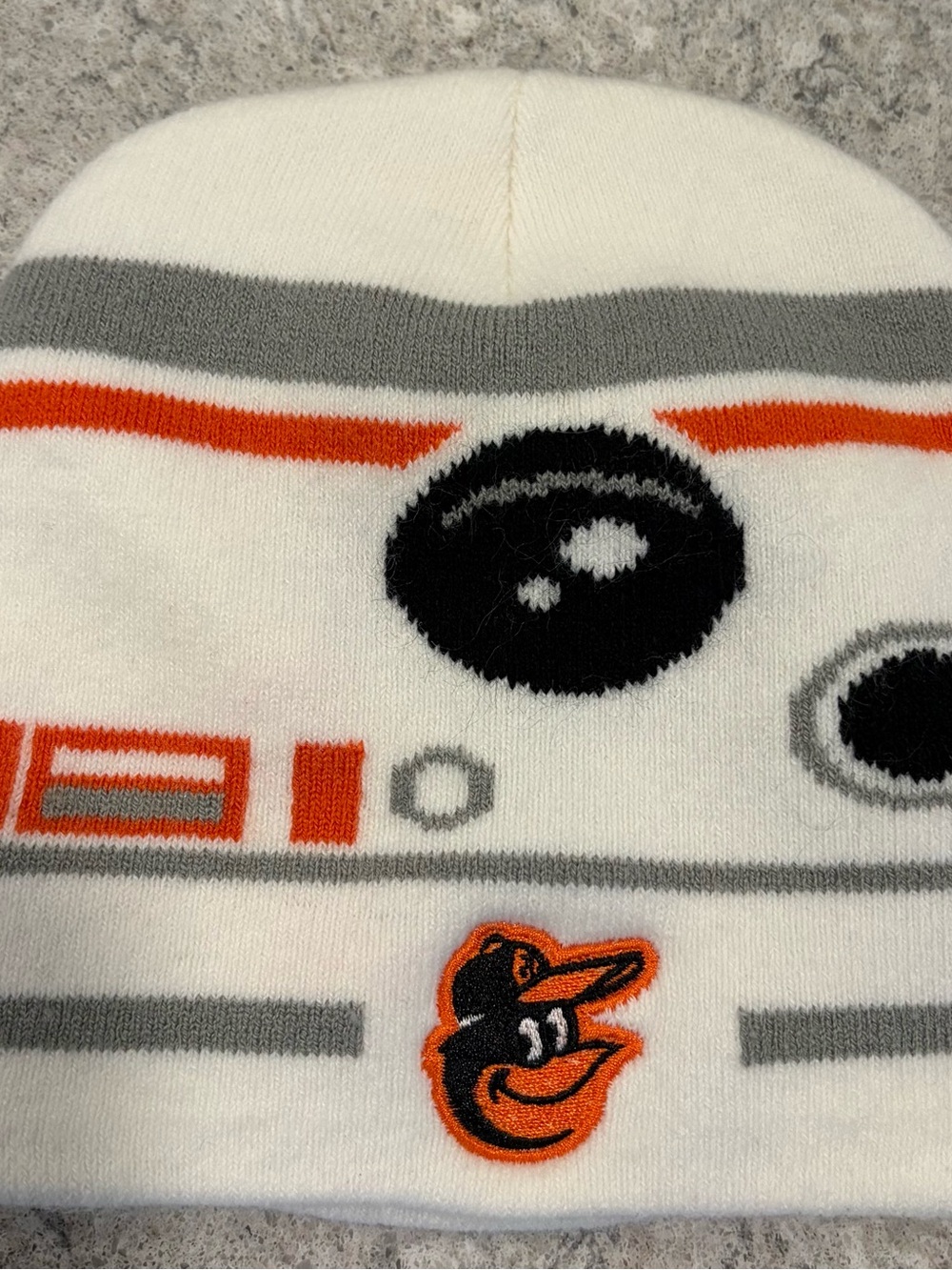 Baltimore Orioles Star Wars SGA White & Orange Knit Beanie
